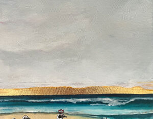 Penguins and Balloon on Beach